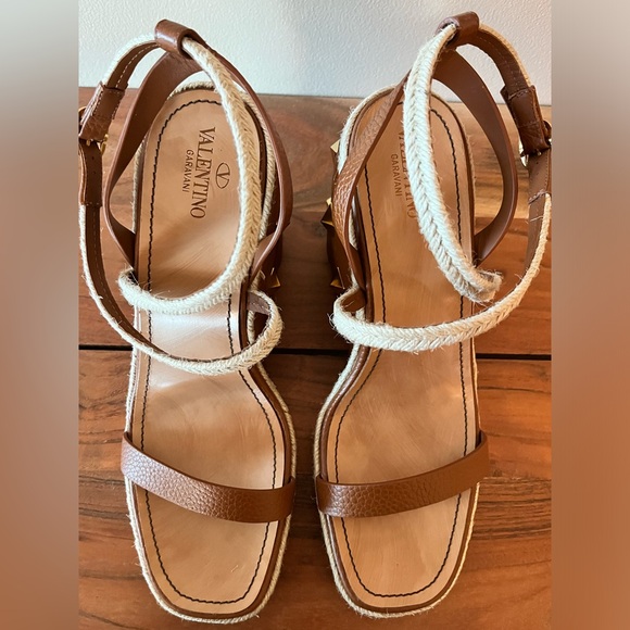 Valentino Roman Rockstud Quilted Espadrille Wedge Sandals sz EU42 - Picture 5 of 13